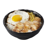 Rice Bowl with Minced Pork, Pickled Cabbage & Fried Egg